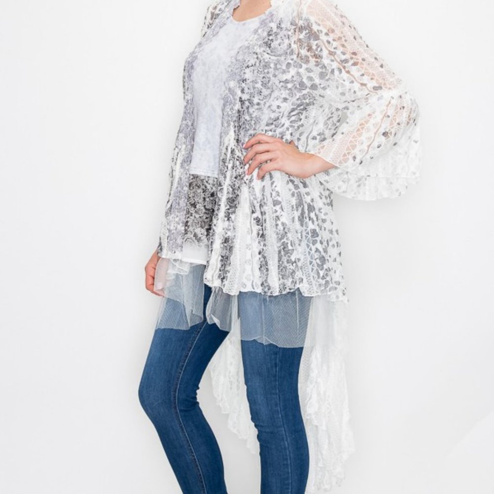ORIGAMI CARDIGAN KIMONO DUSTER WRAP Leopard & Roses western Magnolia Boho SM-4X